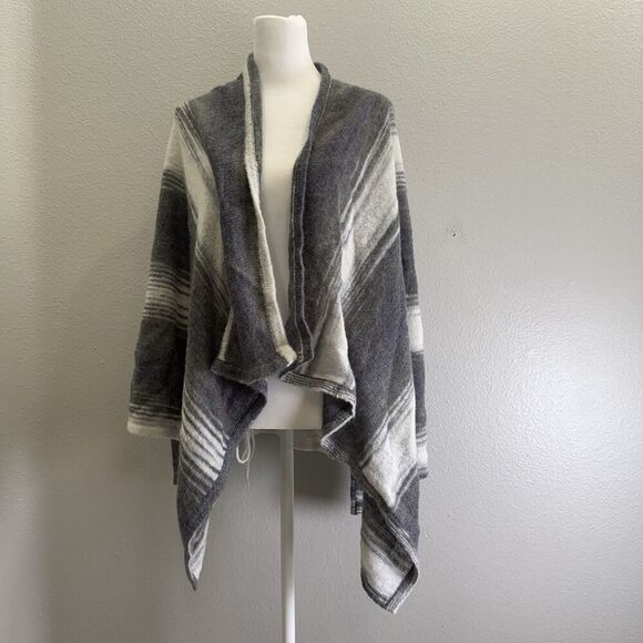 Tommy Bahama Gray Tilson Stripe Women Medium Open Front Cardigan Sweater South - Picture 1 of 8